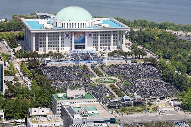 10일 국회의사당에서 제20대 대통령 취임식이 열리고 있다. 강정현 기자