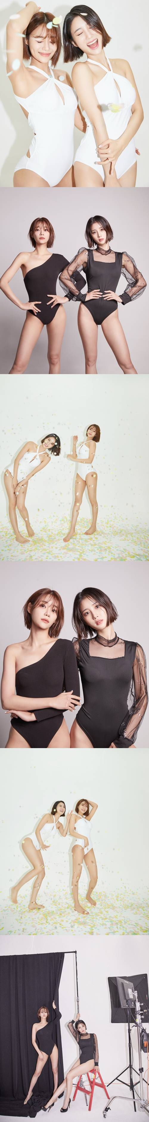AOA 출신 유나와 타히티 출신 지수가 바디프로필 화보를 공개했다.  사진=테일러프로젝트
