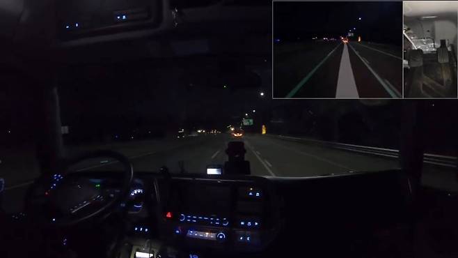 유튜브 Mars Auto 채널의 ‘Unedited footage of Mars Auto's autonomous truck on various routes’ 영상 중 한 장면, 출처: 마스오토 유튜브 채널