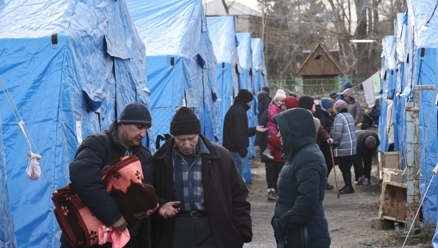 도네츠크인민공화국(DPR) 지역에 설치된 여과 수용소./출처=타스통신 연합뉴스 자료사진
