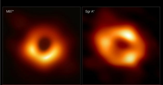 M87 은하와 우리은하 중심부에 자리잡은 초대질량 블랙홀 실제 이미지. /사진=연합뉴스