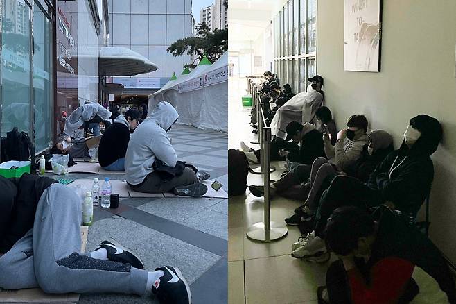 지난 4월 28일 새벽 서울 잠실에 위치한 주류전문점 '보틀벙커' 앞에서 '위스키 오픈런'을 뛰는 사람들이 인고(忍苦)의 시간을 보내고 있다. /한경진 기자