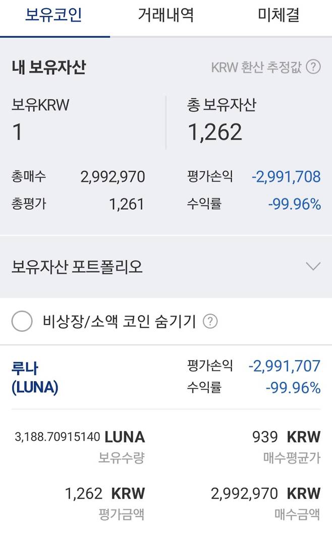 루나가 코인 투자를 강제 졸업시켰다는 투자자 C씨 /사진=온라인커뮤니티