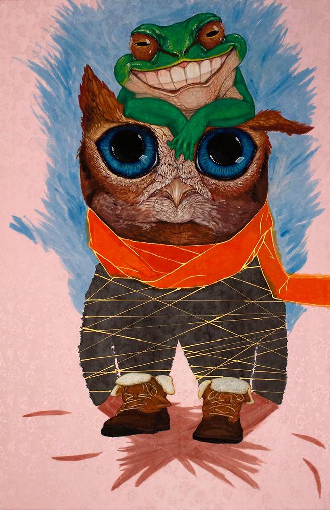 ▲ 익숙함의 모순, 90.0cm * 140.0cm (80호), 실크양단 위에 수간채색, 2022