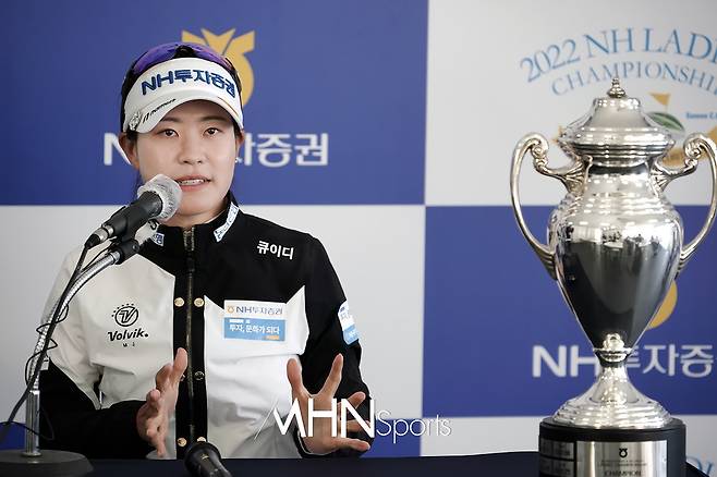 박민지가 15일 끝난 KLPGA 투어 NH투자증권 레이디스 챔피언십 우승 후 기자회견에 임하고 있다.(용인, MHN스포츠 박태성 기자)