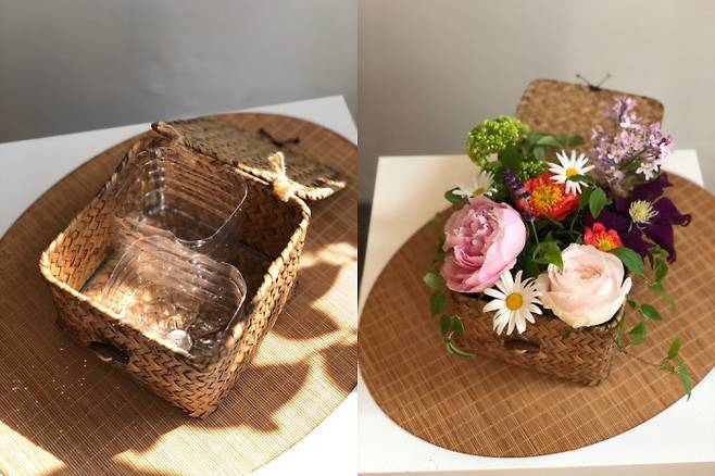 생수통을 활용한 플라워 박스. 개화당(@gaehwadang_flower) 제공