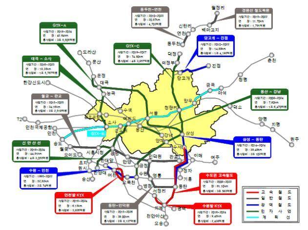 [서울=뉴시스] 홍찬선 기자 = 지도는 수도권 관내 건설사업 현황. (지도=국가철도공단 제공) 2022.05.16.photo@newsis.com *재판매 및 DB 금지
