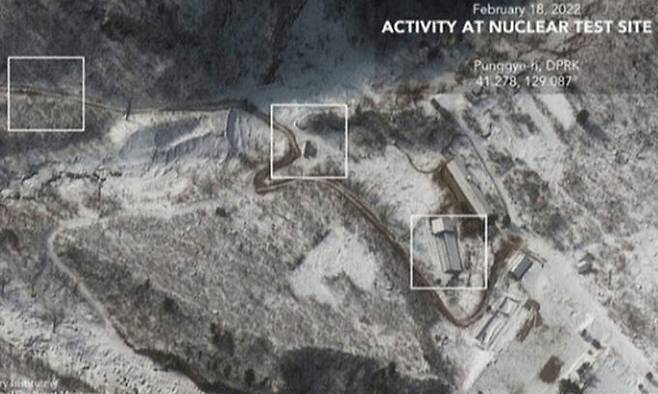북한 풍계리 핵실함장 일대 위성사진 (암스컨트롤웡크). 뉴스1