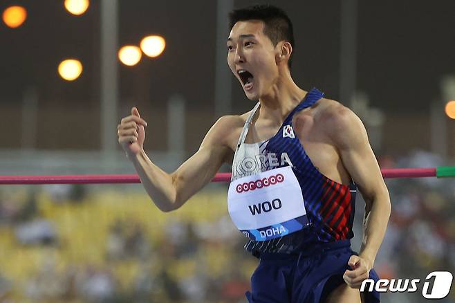 도하 다이아몬드리그 우승을 차지했던 남자 높이뛰기 간판 우상혁 © AFP=뉴스1