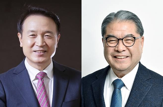 [수원=뉴시스] 6·1지방선거 경기도교육감 선거에 출마한 보수 성향의 임태희(왼쪽) 후보와 민선 3기부터 민선 4기 현재까지 임기를 맡고 있는 진보 성향의 이재정 경기도교육감. 2022.05.17. (사진=뉴시스DB) *재판매 및 DB 금지