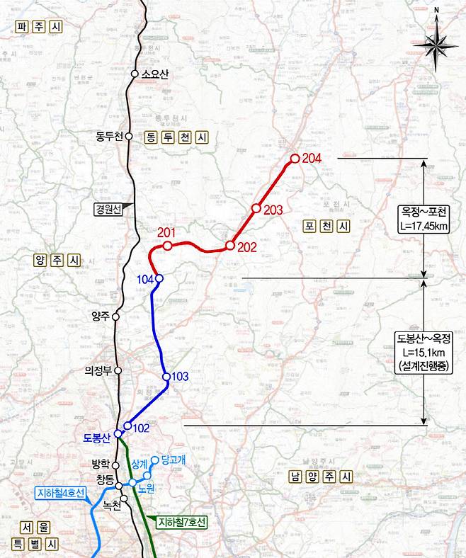 7호선 포천연장사업 노선도.(지도=국토교통부)