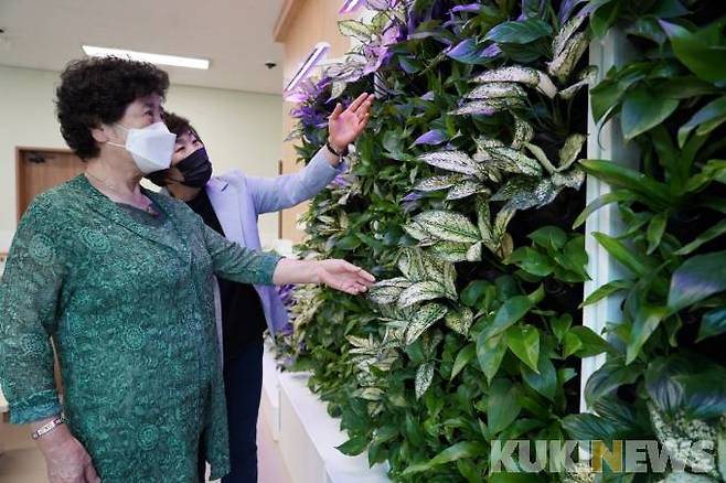 해남군이 일상에서 스트레스 완화, 심신안정, 공기정화 등 다양한 효과를 줄 수 있는 스마트 가든 2개소를 해남군 의료기관에 조성했다.[사진=해남군]