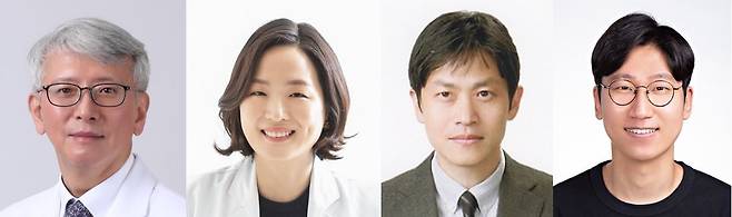 (왼쪽부터) 정기양 세브란스병원 피부과 교수, 노미령 강남세브란스병원 피부과 교수, 김준 한국과학기술원(KAIST) 의과대학원 교수, 서지명 KAIST 박사 © 뉴스1