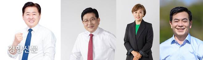 왼쪽부터 더불어민주당 오영훈 전 국회의원, 국민의힘 허향진 전 제주대 총장, 녹색당 부순정 제주녹색당 공동운영위원장, 무소속 박찬식 전 제2공항강행저지비상도민회의 상임공동대표. 선거캠프 제공