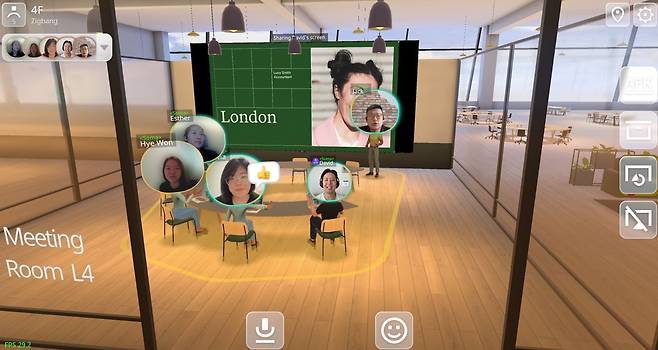 Zigbang employees participate in a team meeting taking place in metaverse platform Soma. (Zigbang)