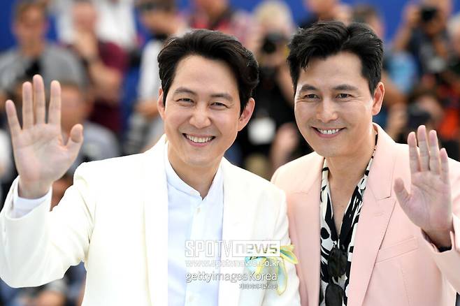 ▲ '헌트'의 제 75회 칸국제영화제 공식 포토콜에 나선 이정재(왼쪽) 정우성 ⓒ게티이미지