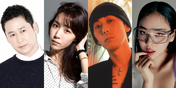신동엽, 김이나, 코드 쿤스트, 비비. 사진=SM C&C, 미스틱스토리, AOMG, 필굿뮤직