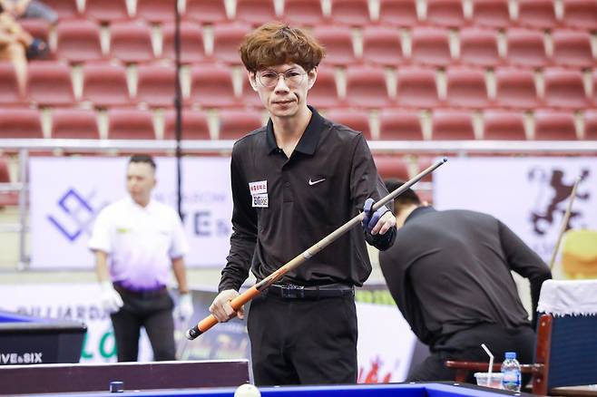 2022 호치민 3쿠션 월드컵에 나선 김유환이 경기를 치르고 있다, 파이브앤식스 제공