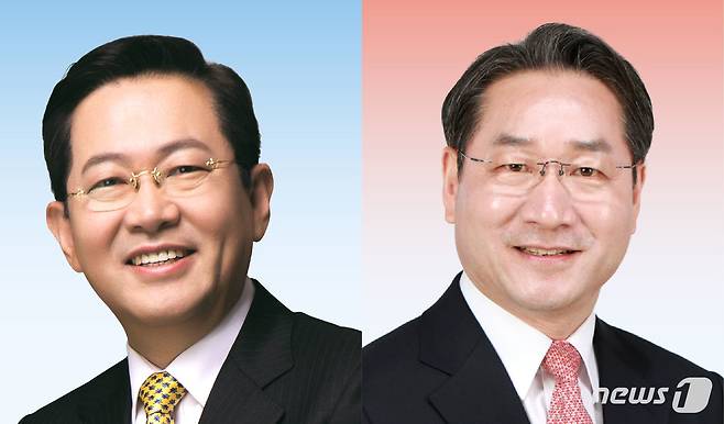 박남춘 더불어민주당 인천시장 후보(왼쪽), 유정복 국민의힘 후보.© News1 윤주희 디자이너