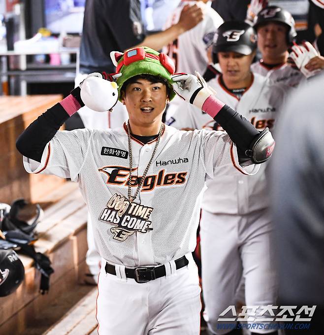 2022 KBO리그 한화 이글스와 두산 베어스의 경기가 25일 한화생명이글스파크에서 열렸다. 6회말 2사 만루 한화 박상언이 만루포를 날린 뒤 환호하고 있다. 대전=박재만 기자 pjm@sportschosun.com/2022.05.25/