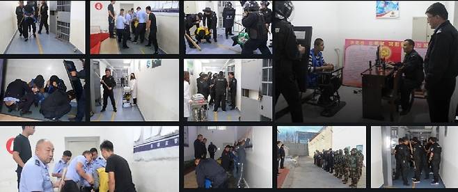 [서울=뉴시스]중국 정부가 신장위구르자치구에서 위구르족을 비롯한 이슬람 소수민족 문화를 말살하기 위해 강제수용소를 운영했다는 새로운 증거가 BBC 등 여러 언론을 통해 공개됐다.  재미 독일인 아드리안 젠즈 박사가 공개한 수용소 내부 사진. <사진출처: 신장폴리스파일 사이트> 2022.05.25
