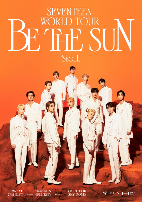 The boy band will embark on its world tour “SEVENTEEN WORLD TOUR [BE THE SUN]”, starting with two Seoul concerts on June 25 and 26. [PLEDIS ENTERTAINMENT]