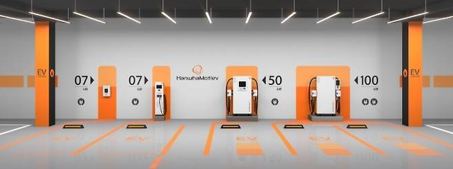 한화솔루션의 태양광사업을 맡고 있는 큐셀은 '한화모티브'란 브랜드를 통해 전기차 충전사업에 진출했다. 사진=한화모티브