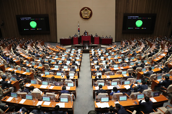 A record 62 trillion won supplementary budget, which is the first for the Yoon Suk-yeol's government, passing the National Assembly on Sunday. [YONHAP]