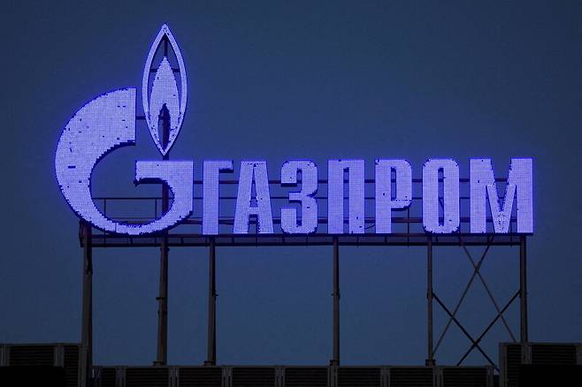 러시아 국영 가스회사 가스프롬의 로고. <로이터> 연합뉴스