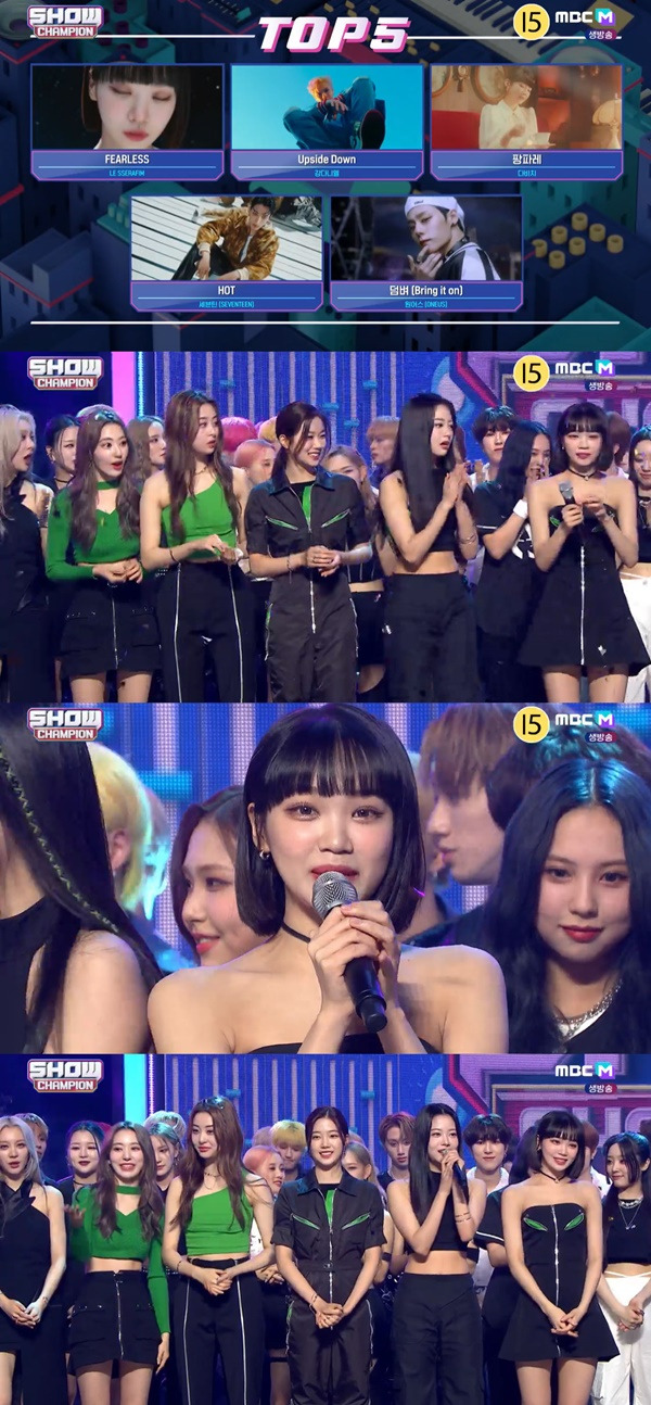 쇼 챔피언 르세라핌 1위 / 사진=MBC M