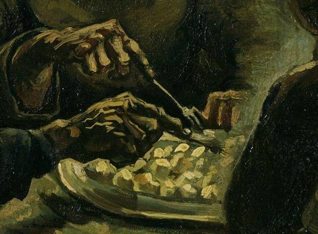 빈센트 반 고흐, 감자 먹는 사람들(일부 확대), 1885