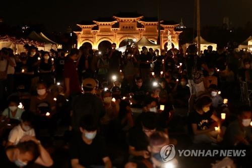 대만 타이베이 자유광장에서 열린 톈안먼 희생자 추도식 [EPA=연합뉴스]