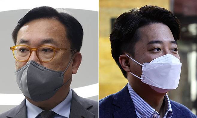 정진석 국민의힘 의원(왼쪽), 이준석 대표