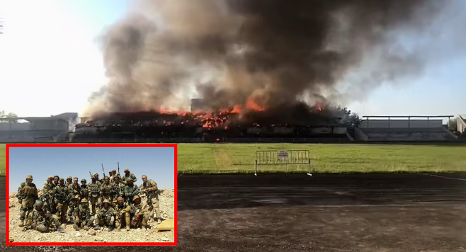 우크라이나 현지시간으로 9일 동부 루한스크주의 러시아군 바그너 용병이 집결지가 우크라이나군의 공습으로 파괴됐다. 우크라이나 당국은 용병 300명 중 단 한 명을 제외하고 모두 사망했다고 주장했다(왼쪽 아래 사진은 바그너그룹 소속 용병들 자료사진)