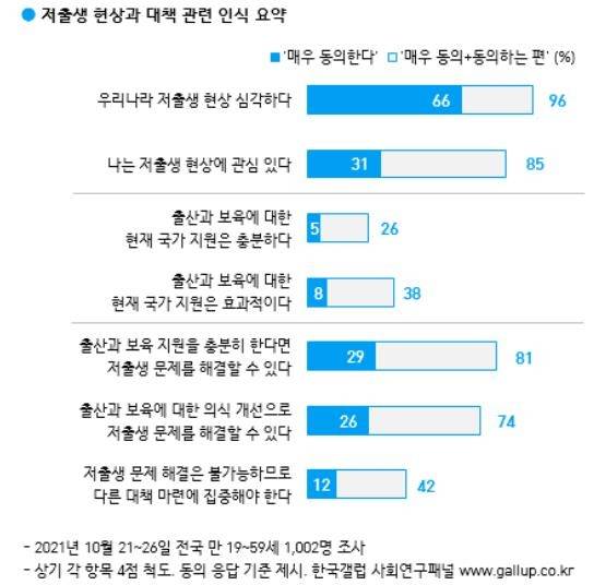 저출생 현상과 대책 관련 인식 요약 [한국갤럽 제공. 재판매 및 DB 금지]