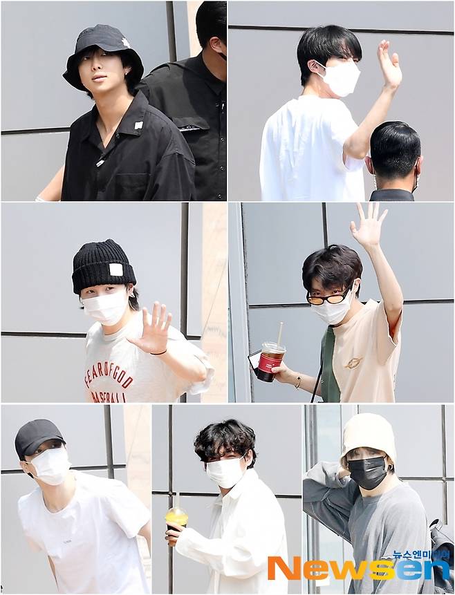 왼쪽 위부터 시계 방향/RM, 진, 제이홉, 정국, 뷔, 지민, 슈가