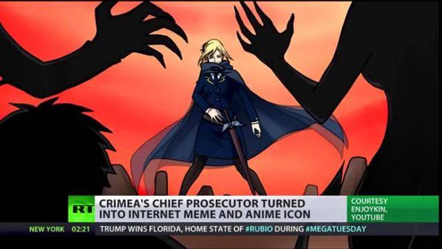 러시아 국영 보도채널 러시아투데이(RT)가 일본에서 '애니메이션 캐릭터'로 재해석된 나탈리야 포클론스카야의 인기를 전하고 있다. 유튜브 캡처