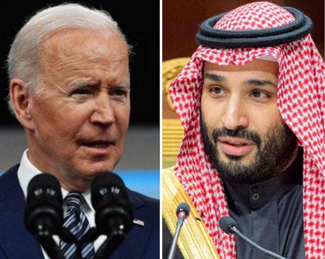 조 바이든 미국 대통령(왼쪽)이 다음달 중동 순방에서 사우디아라비아 무함마드 빈 살만 왕세자(오른쪽)와 개별 회담하지 않겠다는 입장을 밝혔다. /ⓒ AFP=뉴스1, AP=뉴시스
