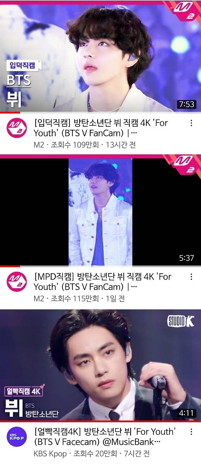 '직캠황제' 방탄소년단 뷔, 음방 컴백 직캠 5개 최다 조회수 '올킬'