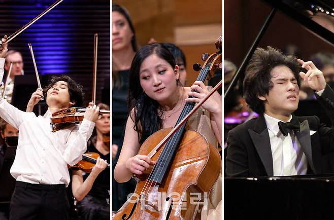 (왼쪽부터) 제12회 장 시벨리우스 국제 바이올린 콩쿠르 우승자 양인모, ‘2022 퀸 엘리자베스 콩쿠르’ 첼로부문 우승자 최하영, 제16회 반 클라이번 국제 피아노 콩쿠르 우승자 임윤찬. (사진=장 시벨리우스 국제 바이올린 콩쿠르 페이스북, 에투알클래식, 목프로덕션)