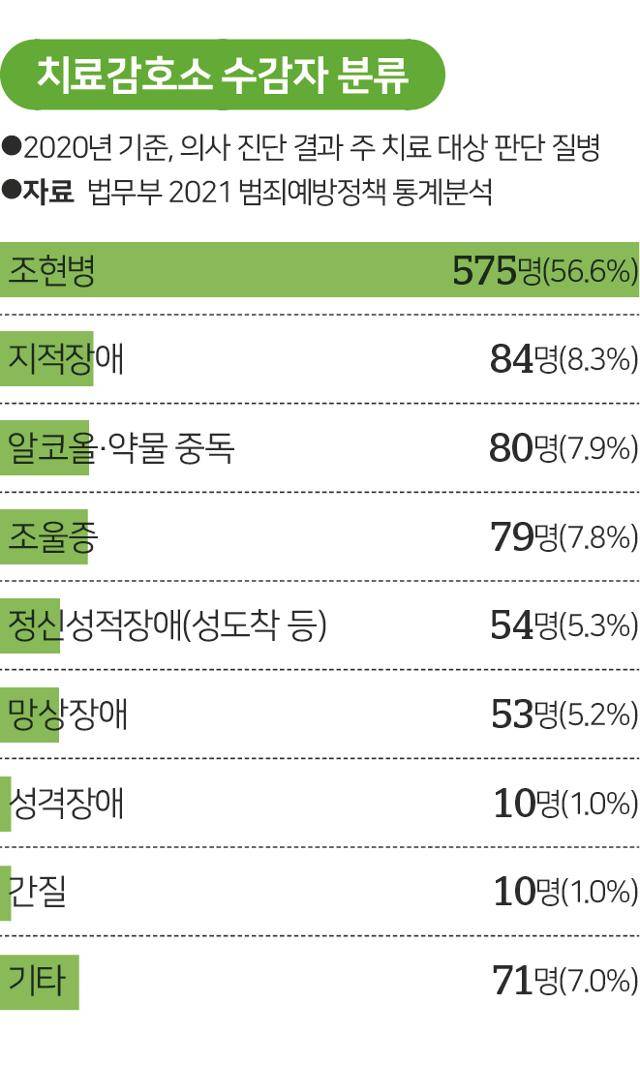 치료감호소 수감자 분류. 그래픽= 송정근 기자