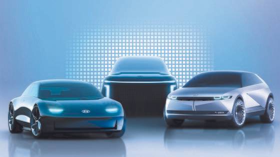 현대차가 순차적으로 출시할 전용 전기차 아이오닉5와 아이오닉6, 아이오닉7의 컨셉 이미지. 사진 현대차
