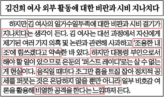 ▲ 6월16일, 김건희 여사 비판에 “정치적 공세”“비열한 공격”이라고 비판한 한국경제