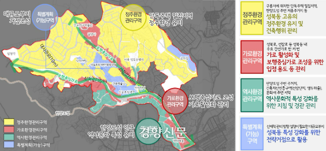 성북구 성북동 지구단위계획 변경 지역 종합구상도 | 서울시 제공