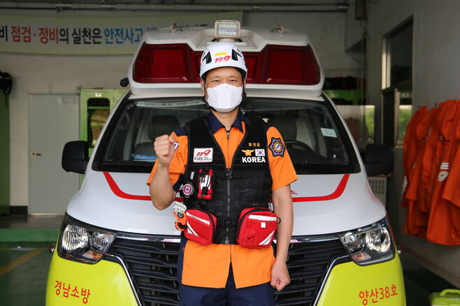 양산소방서 물금 119안전센터 소속 김두은 구급대원. *재판매 및 DB 금지