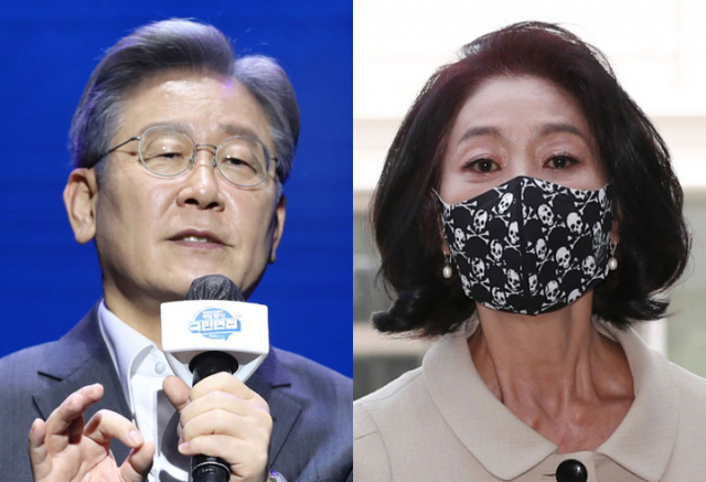 이재명(왼쪽) 더불어민주당 의원과 배우 김부선씨. 연합뉴스