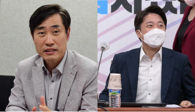 하태경(왼쪽) 국민의힘 의원과 이준석(오른쪽) 국민의힘 대표. 연합뉴스