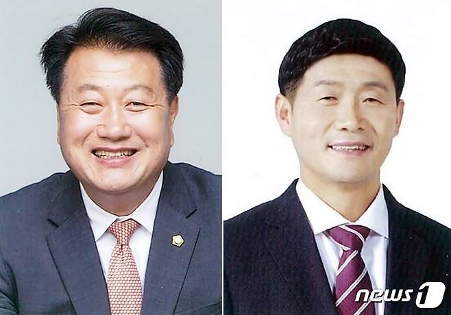 9대 진천군의회 전반기 의장과 부의장으로 거론된 장동현, 윤대영 당선인.© 뉴스1