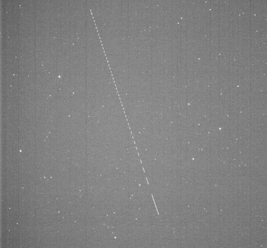 한국천문연구원의 우주 전자광학 감시시스템(OWL-Net)으로 관측한 한국형발사체 누리호(KSLV-Ⅱ) 성능검증위성. 사진=한국천문연구원 제공