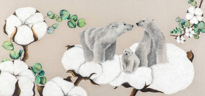 Warmly – family, Pastel on Canvas 300 x 145(cm) 2022.